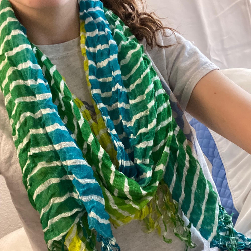 multicolored striped fringe scarf!